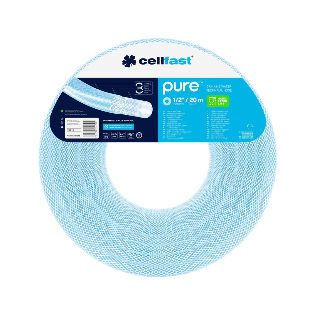 Cellfast Pure 3 rétegű ivóvíz tömlő 12.5mm x 2.5mm 20m