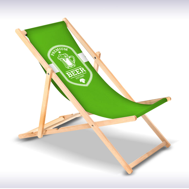 GreenBlue GB183 klasszikus bükkfa strandszék saját nyomtatással, grafikával, logóval, reklám strandszék, reklám strandszék