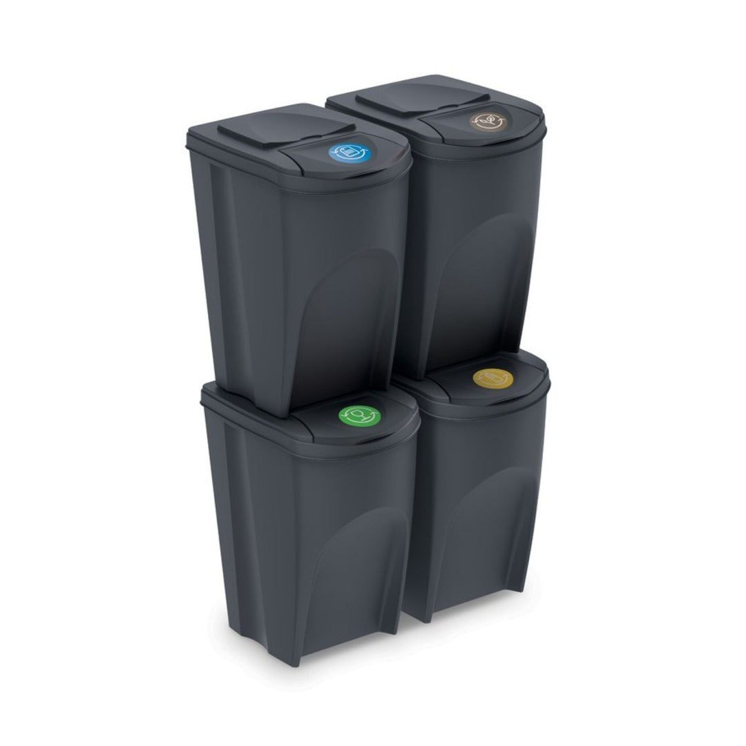 Prosperplast Sortibox 4x35L antracit újrahasznosító szemetes szett
