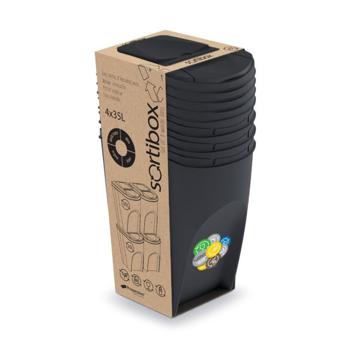 Prosperplast Sortibox 4x35L antracit újrahasznosító szemetes szett