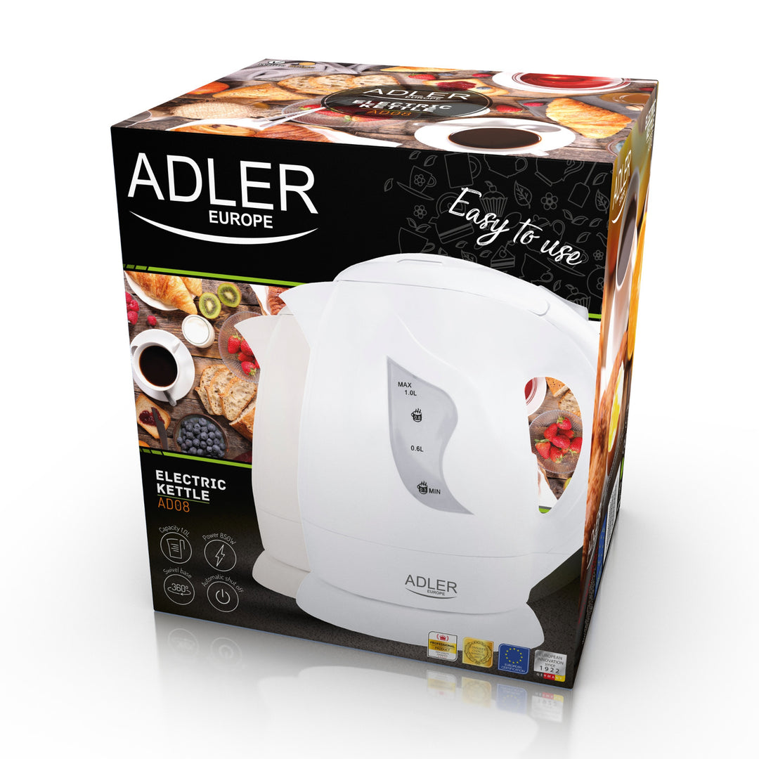 Adler vezeték nélküli vízforraló, 850W, 1L, bézs, AD 08 b