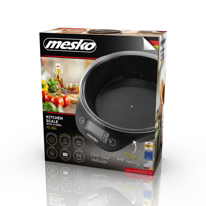 Mesko MS 3164 konyhai mérleg tállal, 5 kg maximális terhelhetőséggel