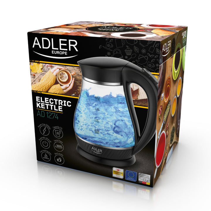 Üvegforraló Adler AD 1274 fekete 1,7L űrtartalom teljesítmény 2200W