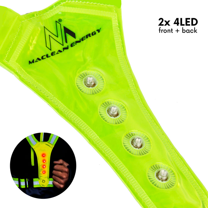 LED hám futóknak, kerékpárosoknak Maclean akkumulátorok 2xCR2032, vízálló mellény IPX2, állítható MCE425