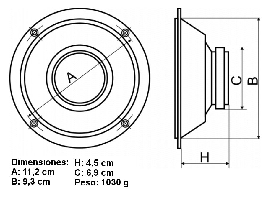 Autós hangsugárzók PY-AQ402C 10cm 80W Peiying rácsok