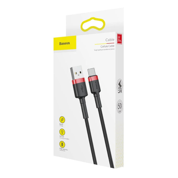 USB A csatlakozó - USB-C csatlakozó 1m CATKLF-B91 Piros+fekete Baseus kábel
