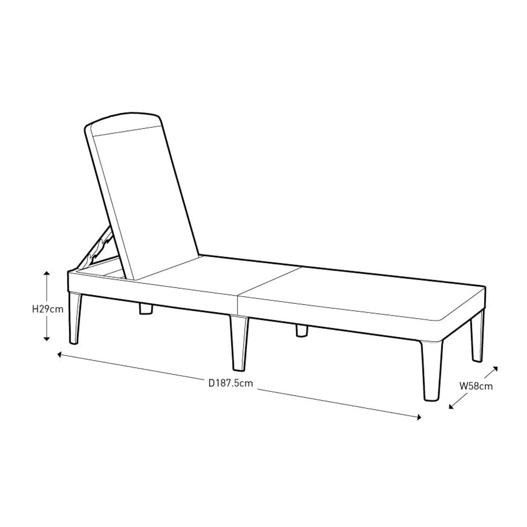 Jaipur Sun Lounger állítható kerti nyugágy - grafit