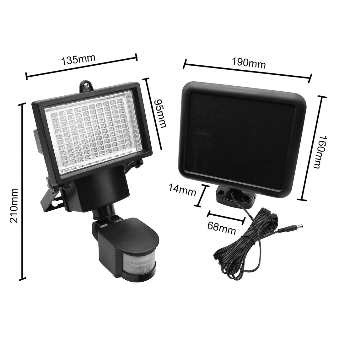 Napelemes LED reflektor mozgásérzékelővel Maclean Energy IP44, 6W, 360lm, 6000K hideg fehér, Li-ion újratölthető akkumulátor 2400 mAh, 5.5V DC MCE442