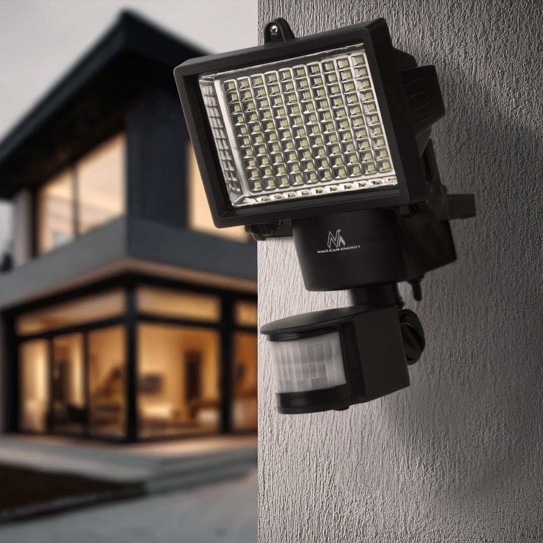 Napelemes LED reflektor mozgásérzékelővel Maclean Energy IP44, 6W, 360lm, 6000K hideg fehér, Li-ion újratölthető akkumulátor 2400 mAh, 5.5V DC MCE442