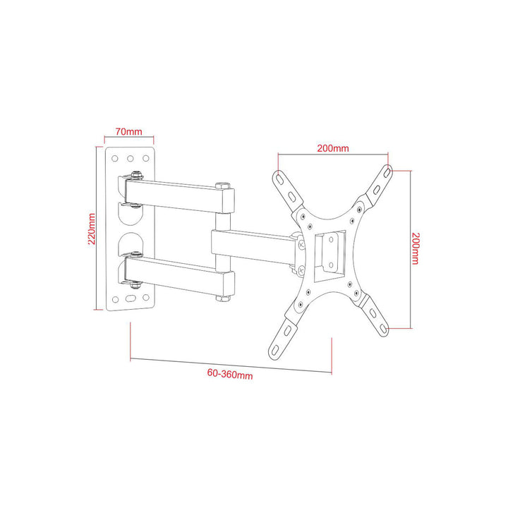 ART TV-konzol, 17-42'', 25kg, fekete, VESA 200x200, AR-57A