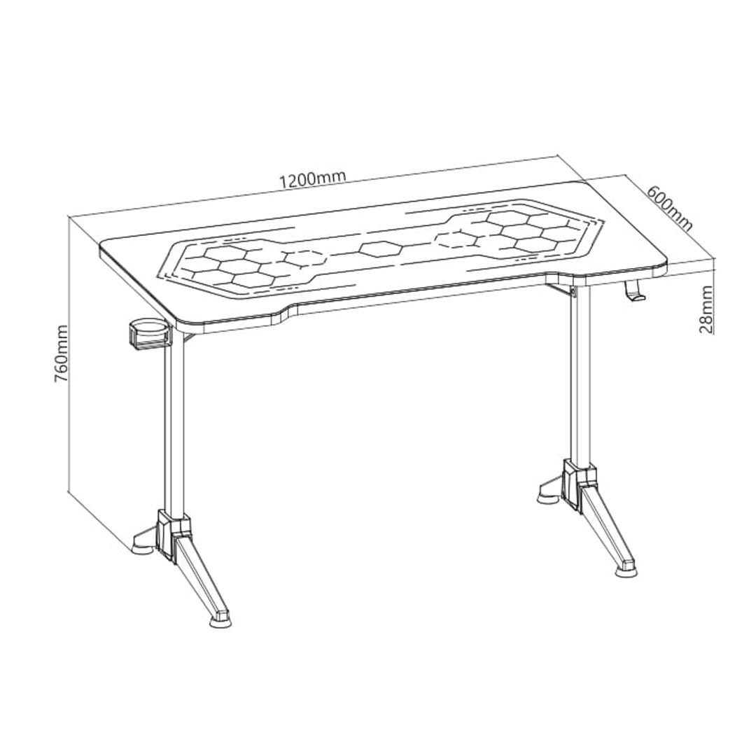 RGB Led NanoRS játékasztal, fekete, nagy, 100kg max, magasság 760mm, RS163