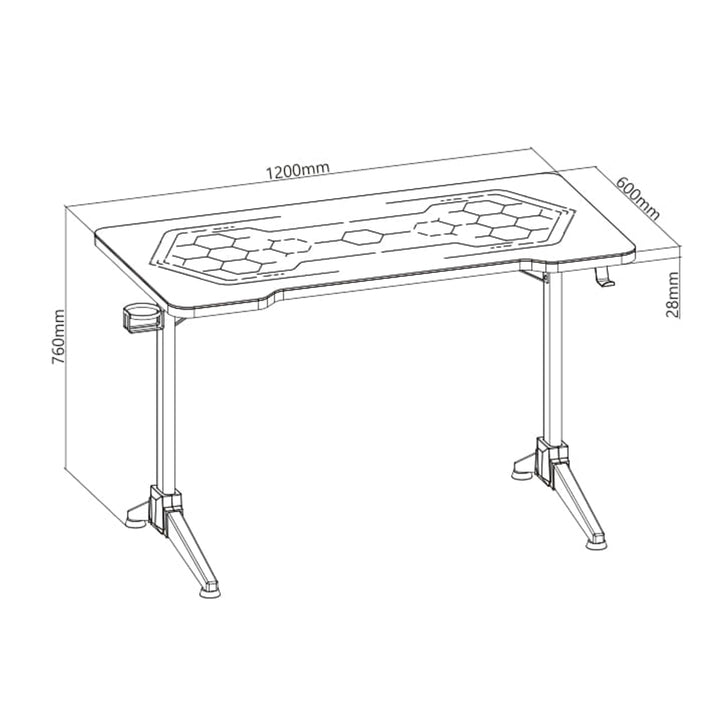 RGB Led NanoRS játékasztal, fekete, nagy, 100kg max, magasság 760mm, RS163