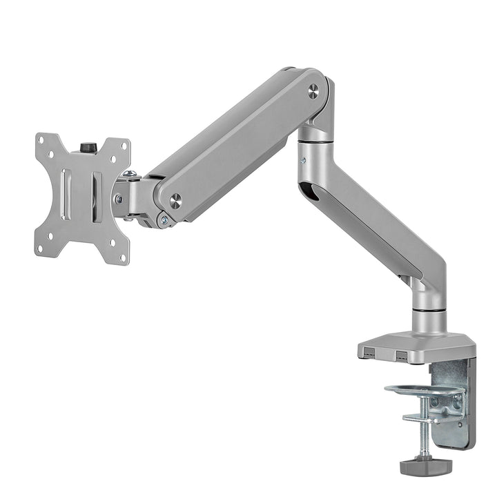 Alumínium monitortartó gázrugós Ergo Office, dupla karos, vesa 75x75/100x100, 17"-32" 10 kg ezüst, ER-447