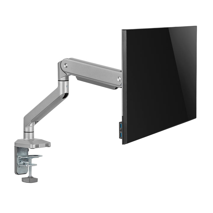 Alumínium monitortartó gázrugós Ergo Office, dupla karos, vesa 75x75/100x100, 17"-32" 10 kg ezüst, ER-447