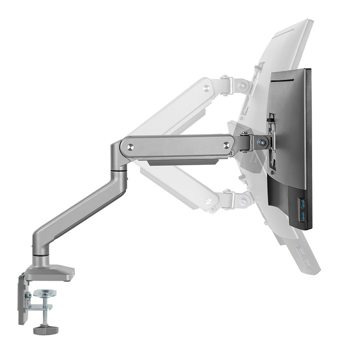 Alumínium monitortartó gázrugós Ergo Office, dupla karos, vesa 75x75/100x100, 17"-32" 10 kg ezüst, ER-447