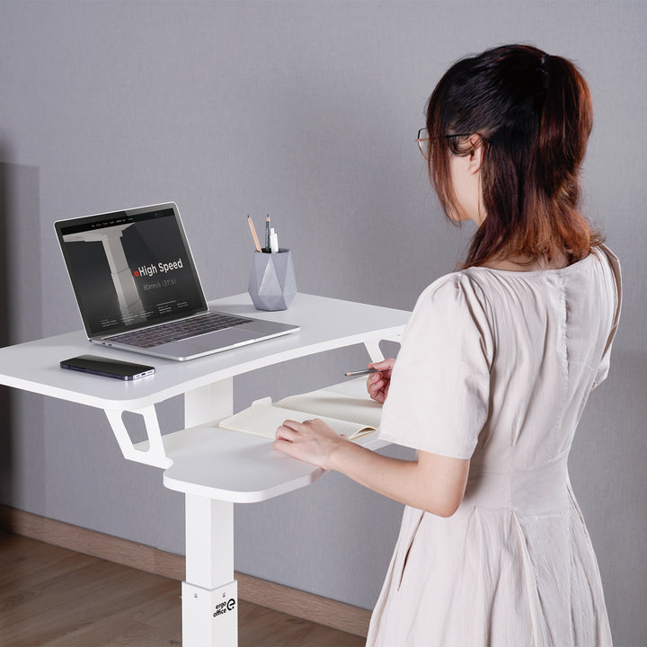 Mobil munkaállomás magasságállítással és Ergo Office dupla platformmal, álló munkához, fehér max. 8kg, max. magasság 1200mm, ER-444 W