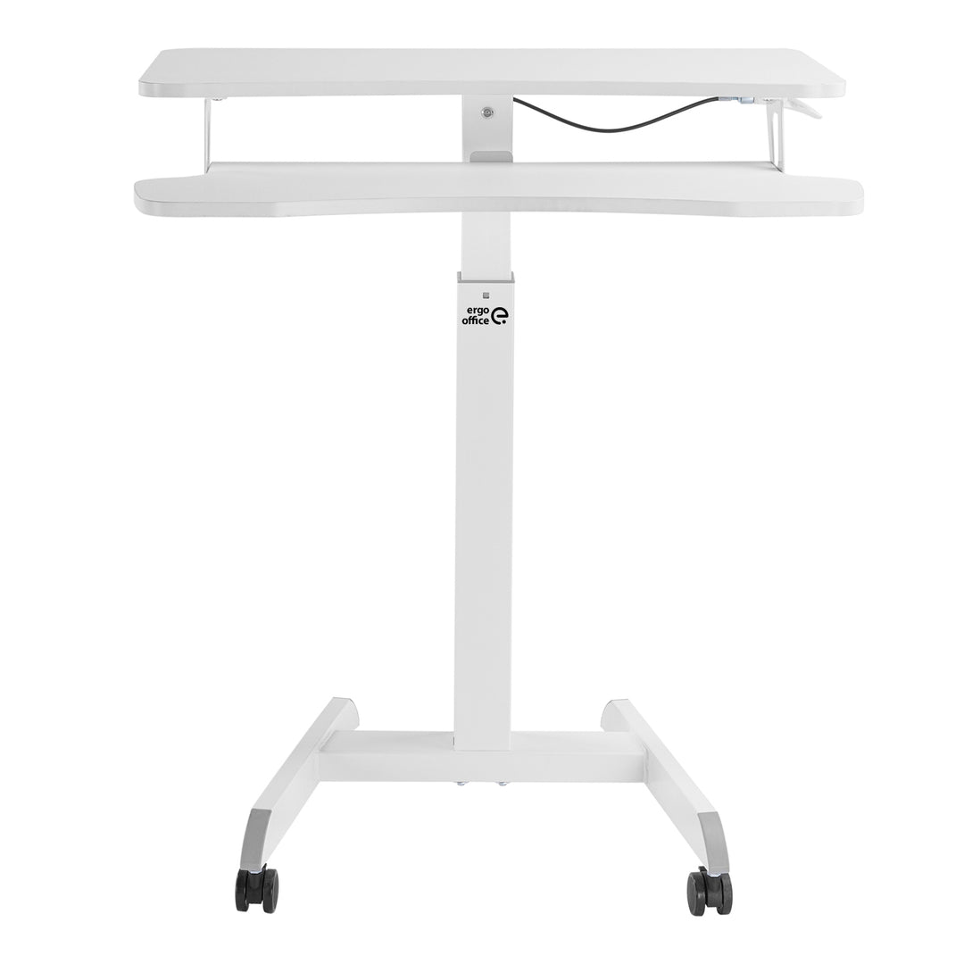 Mobil munkaállomás magasságállítással és Ergo Office dupla platformmal, álló munkához, fehér max. 8kg, max. magasság 1200mm, ER-444 W