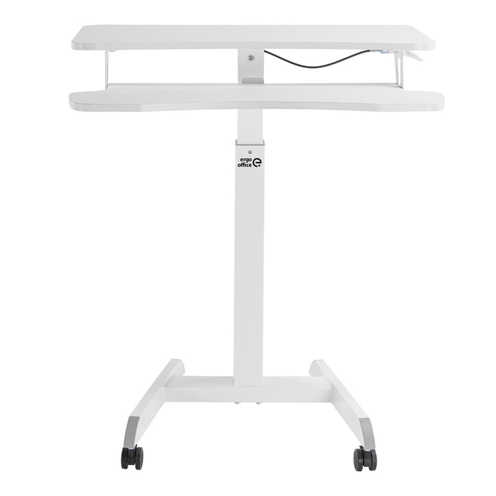 Mobil munkaállomás magasságállítással és Ergo Office dupla platformmal, álló munkához, fehér max. 8kg, max. magasság 1200mm, ER-444 W