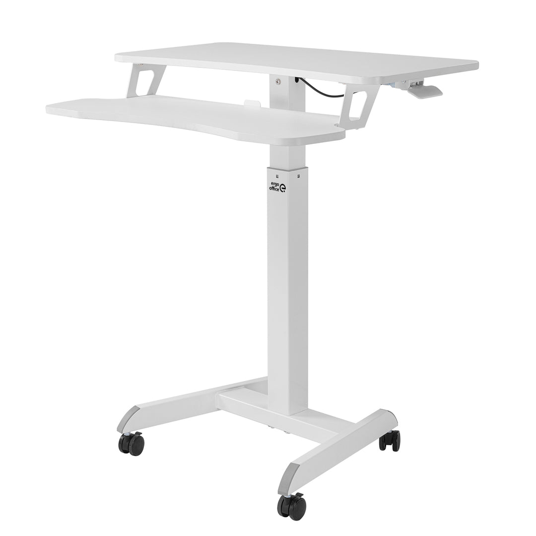 Mobil munkaállomás magasságállítással és Ergo Office dupla platformmal, álló munkához, fehér max. 8kg, max. magasság 1200mm, ER-444 W