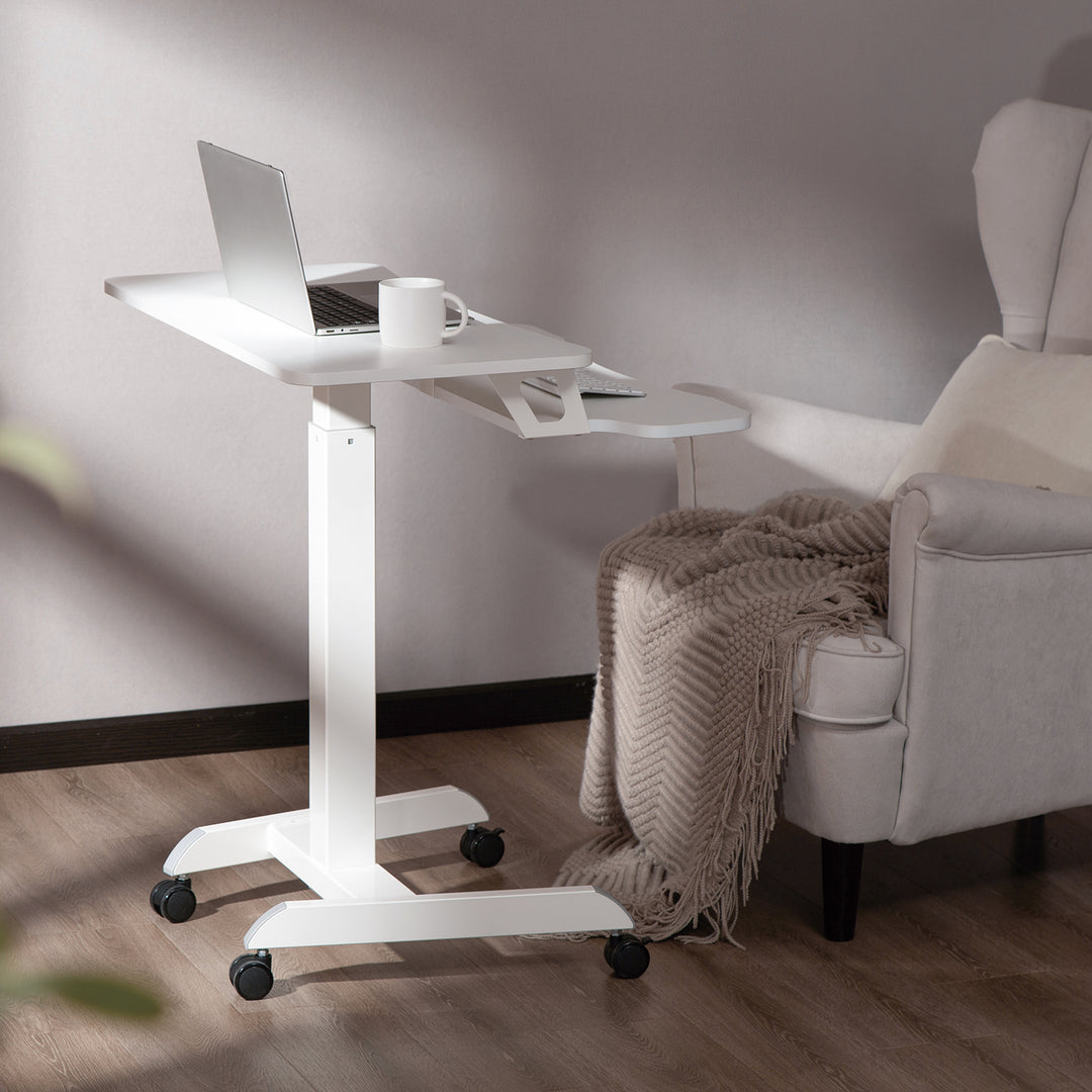 Mobil munkaállomás magasságállítással és Ergo Office dupla platformmal, álló munkához, fehér max. 8kg, max. magasság 1200mm, ER-444 W