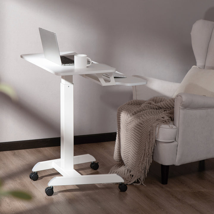 Mobil munkaállomás magasságállítással és Ergo Office dupla platformmal, álló munkához, fehér max. 8kg, max. magasság 1200mm, ER-444 W