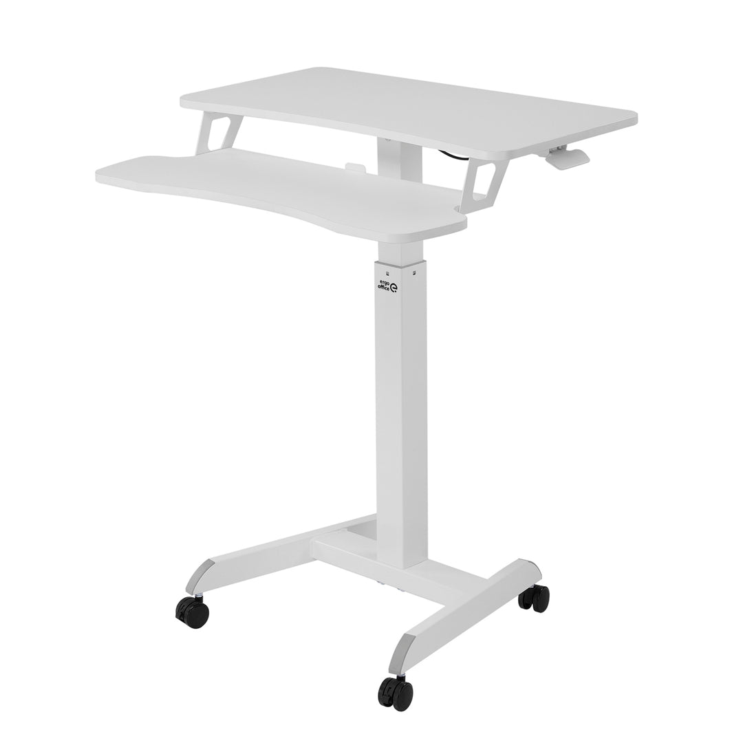 Mobil munkaállomás magasságállítással és Ergo Office dupla platformmal, álló munkához, fehér max. 8kg, max. magasság 1200mm, ER-444 W