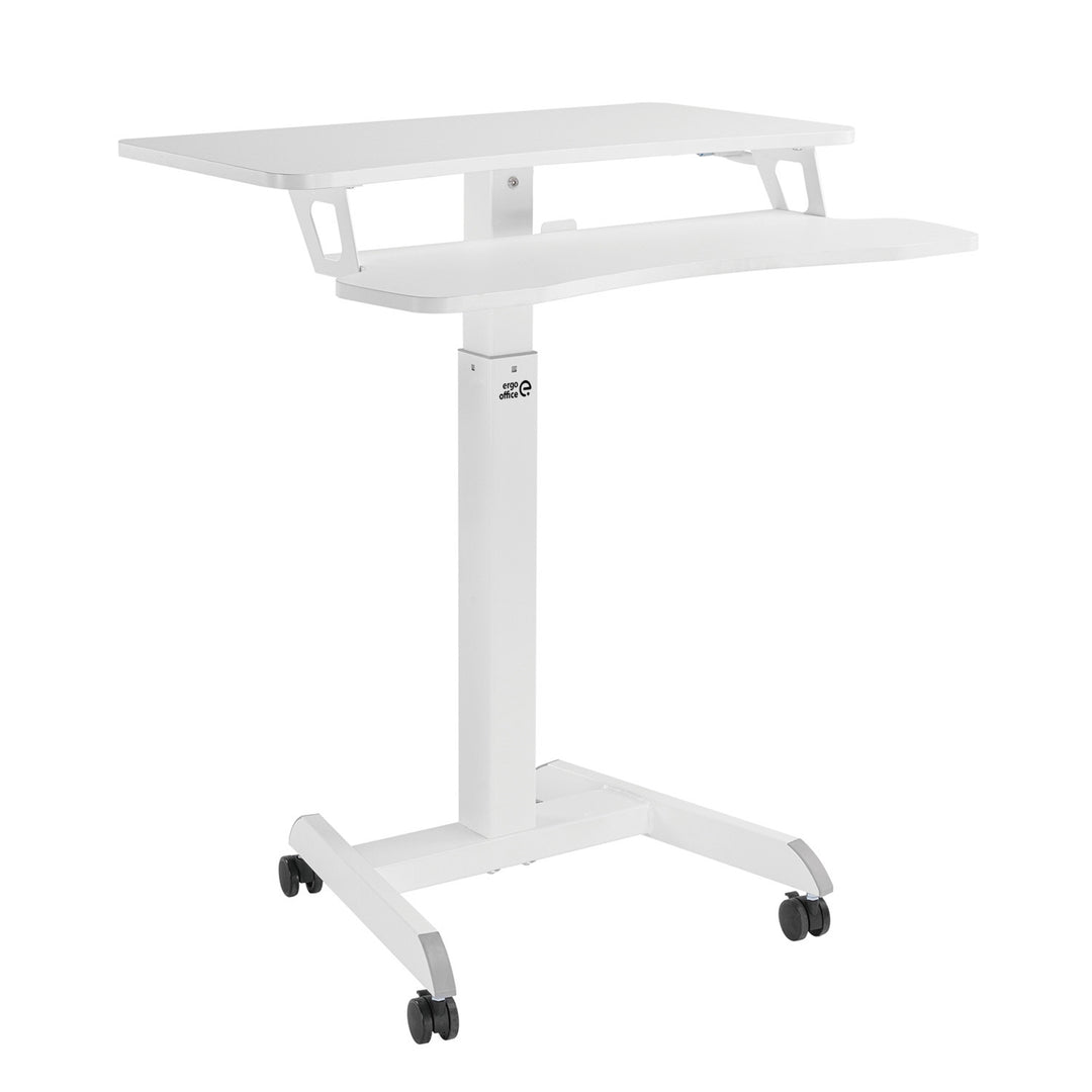 Mobil munkaállomás magasságállítással és Ergo Office dupla platformmal, álló munkához, fehér max. 8kg, max. magasság 1200mm, ER-444 W