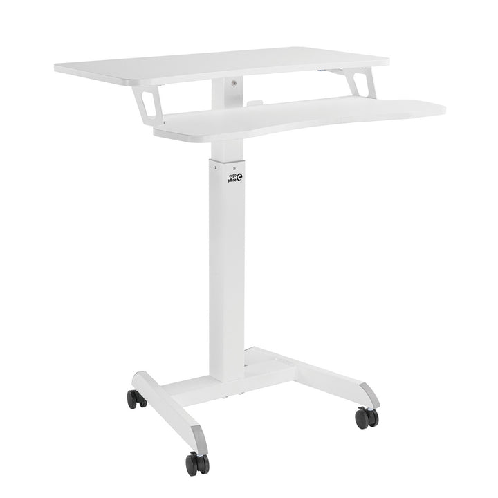 Mobil munkaállomás magasságállítással és Ergo Office dupla platformmal, álló munkához, fehér max. 8kg, max. magasság 1200mm, ER-444 W