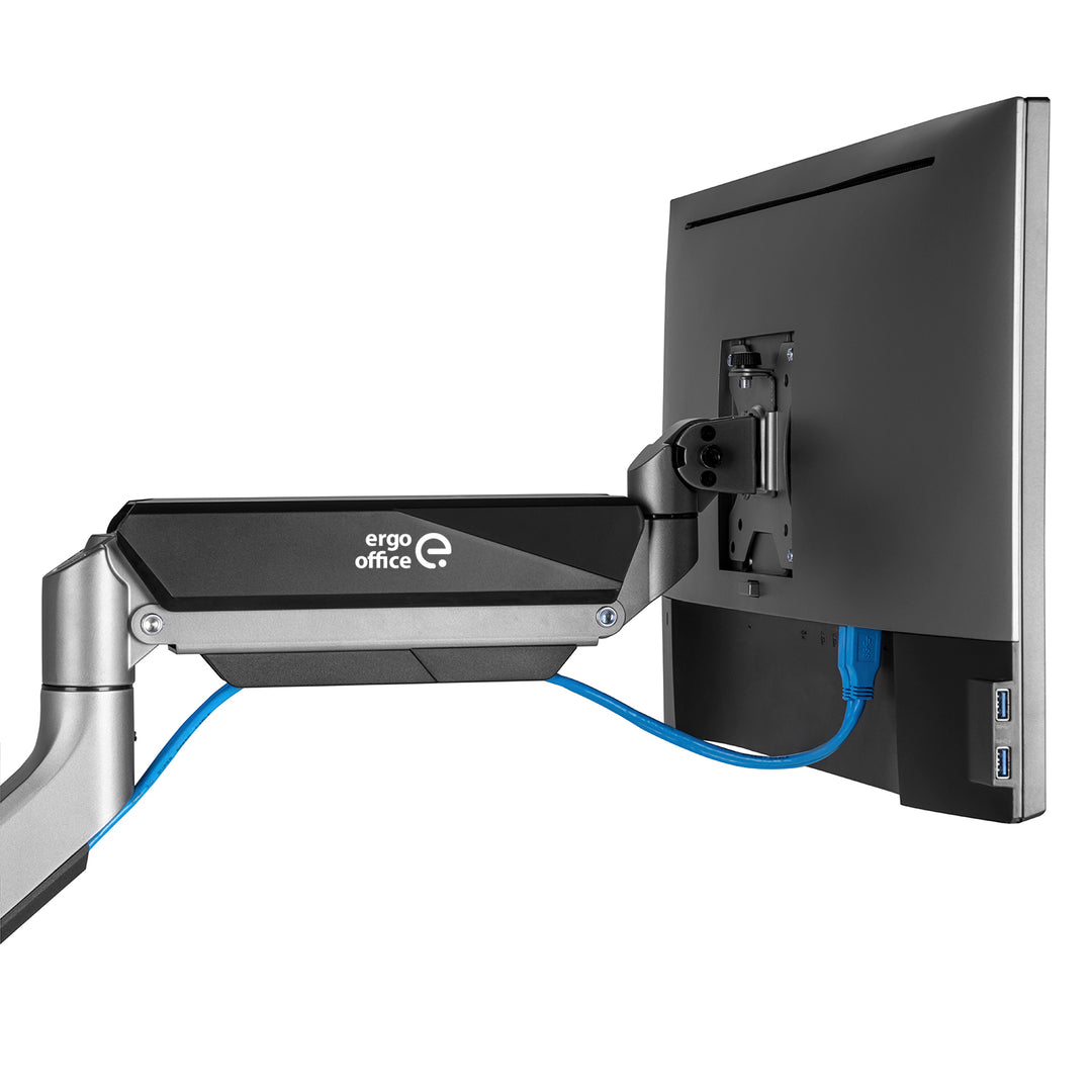Univerzális monitor asztali tartó Ergo Office, gázrugós 17"-35" 15kg, VESA 75x75 / 100x100, ER-445