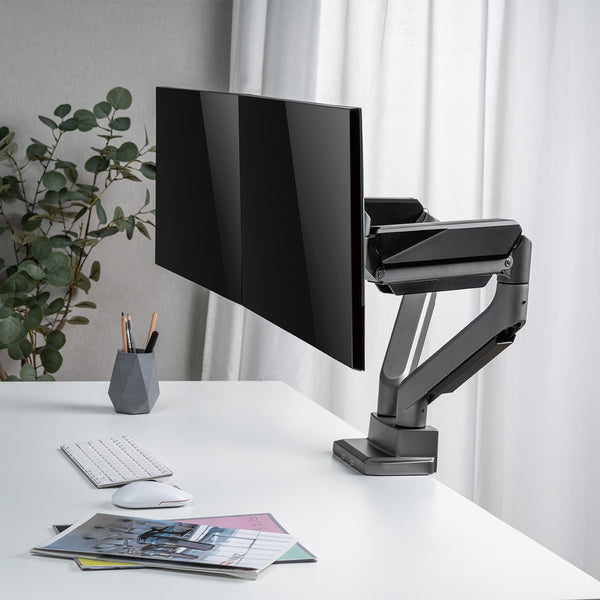 Univerzális asztali tartó két monitorhoz Ergo Office, gázrugós 17"-35" 15kg, VESA 75x75 / 100x100, ER-446