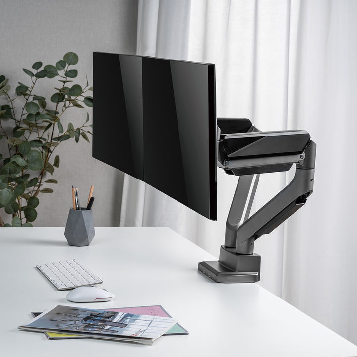 Univerzális asztali tartó két monitorhoz Ergo Office, gázrugós 17"-35" 15kg, VESA 75x75 / 100x100, ER-446