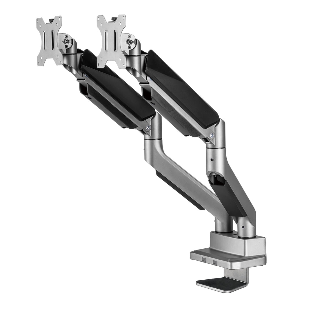Univerzális asztali tartó két monitorhoz Ergo Office, gázrugós 17"-35" 15kg, VESA 75x75 / 100x100, ER-446