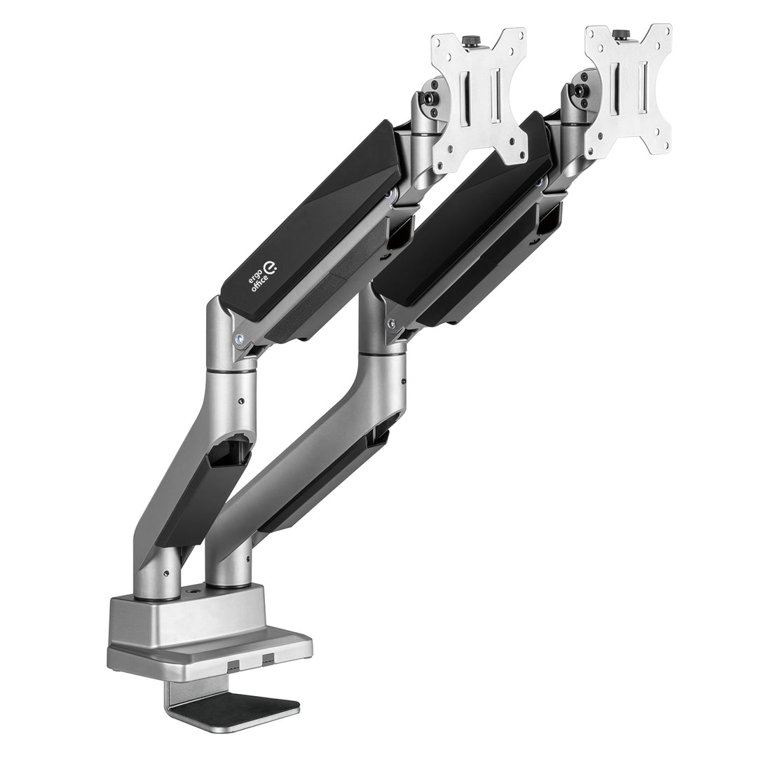 Univerzális asztali tartó két monitorhoz Ergo Office, gázrugós 17"-35" 15kg, VESA 75x75 / 100x100, ER-446
