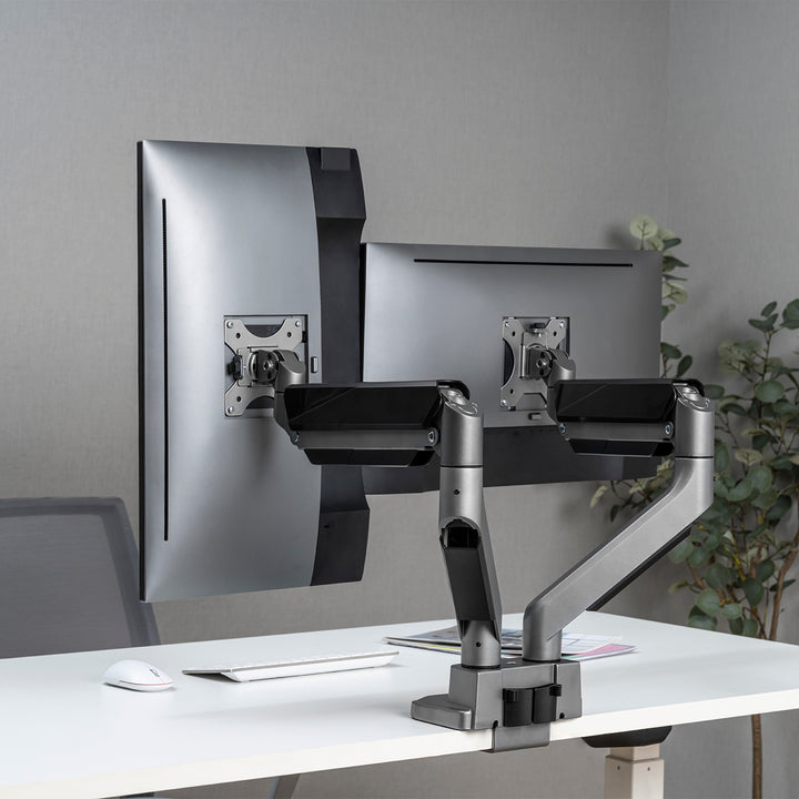 Univerzális asztali tartó két monitorhoz Ergo Office, gázrugós 17"-35" 15kg, VESA 75x75 / 100x100, ER-446
