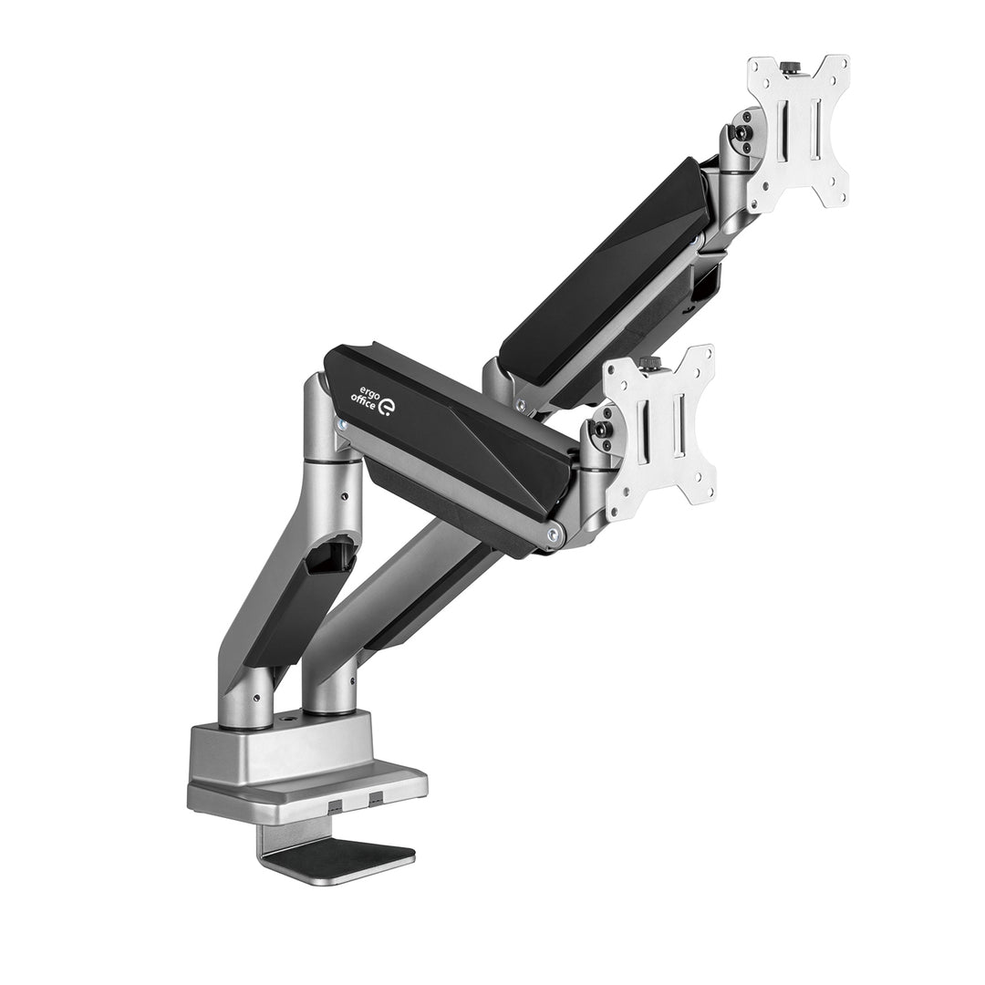 Univerzális asztali tartó két monitorhoz Ergo Office, gázrugós 17"-35" 15kg, VESA 75x75 / 100x100, ER-446