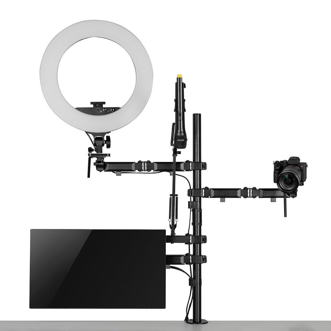 NanoRS All-In-One stúdió mikrofon és világító monitor tartó, YouTube, 17"-32", max. 9kg, RS164