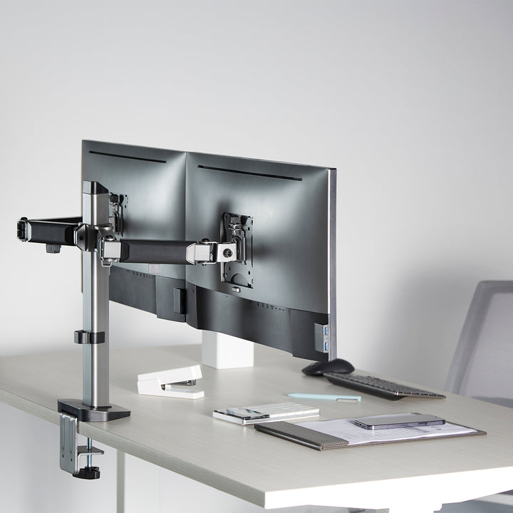 Deluxe Ergo Office dupla monitor csuklós tartó, 17"-32", max. 9kg, ER-449