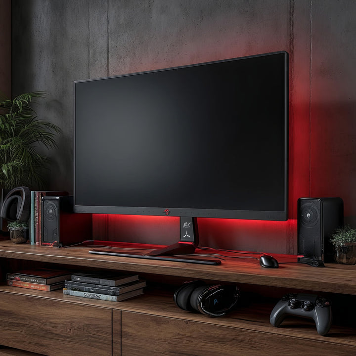 NanoRS játékmonitor állványtartó, állítható magasságú, RGB LED, 32-55", max. VESA 400x400, max. 40kg, RS167