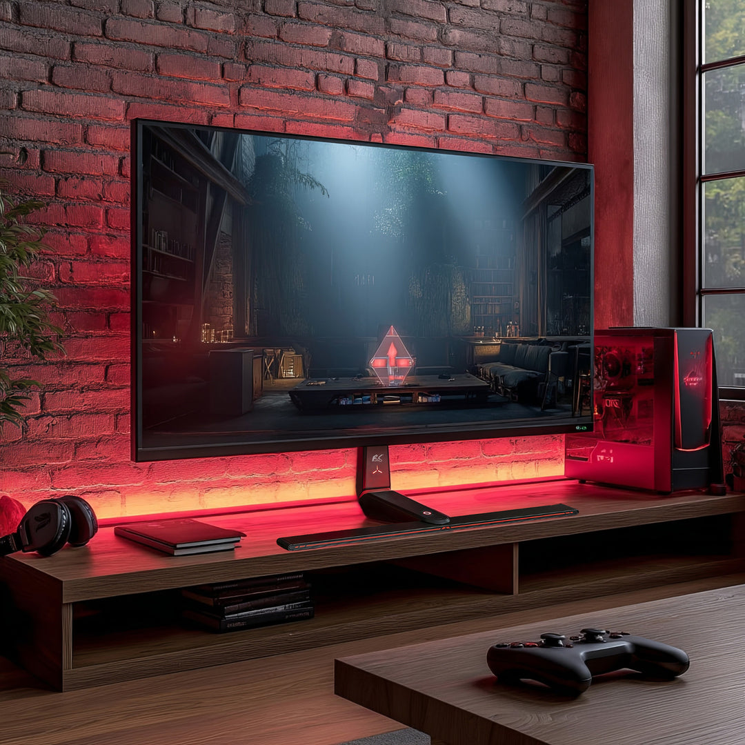 NanoRS játékmonitor állványtartó, állítható magasságú, RGB LED, 32-55", max. VESA 400x400, max. 40kg, RS167