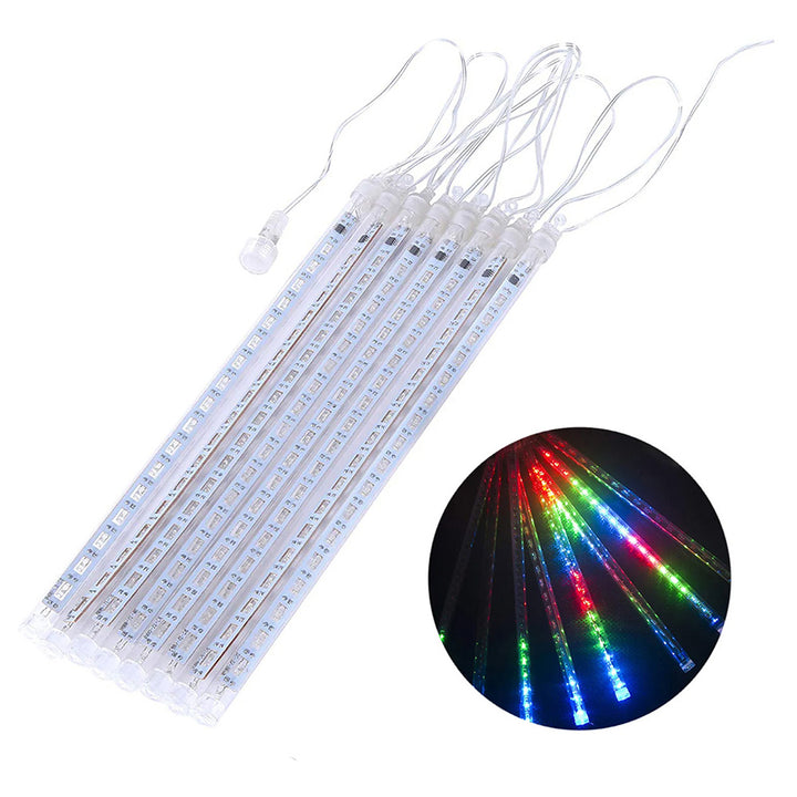 Maclean napelemes LED világítás, 2,4 m hosszú, 144 LED, 8 RGB jégcsap, leeső jégcsap üzemmód, Li 800mAh akkumulátor, MCE412