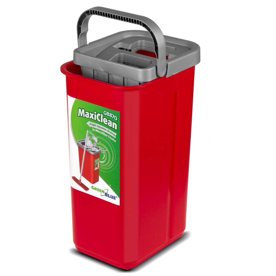 GreenBlue lapos mop vödörrel és csavaróval, két mikroszálas HQ patron, 5,7 l kapacitás, MaxiClean GB870