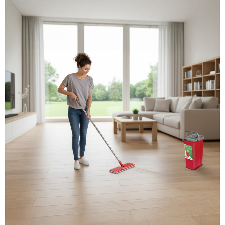 GreenBlue lapos mop vödörrel és csavaróval, két mikroszálas HQ patron, 5,7 l kapacitás, MaxiClean GB870