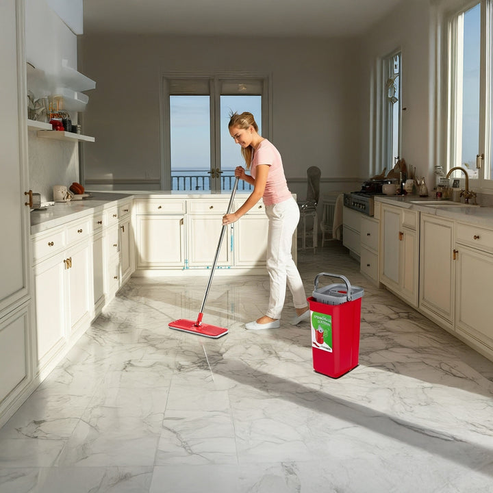 GreenBlue lapos mop vödörrel és csavaróval, két mikroszálas HQ patron, 5,7 l kapacitás, MaxiClean GB870
