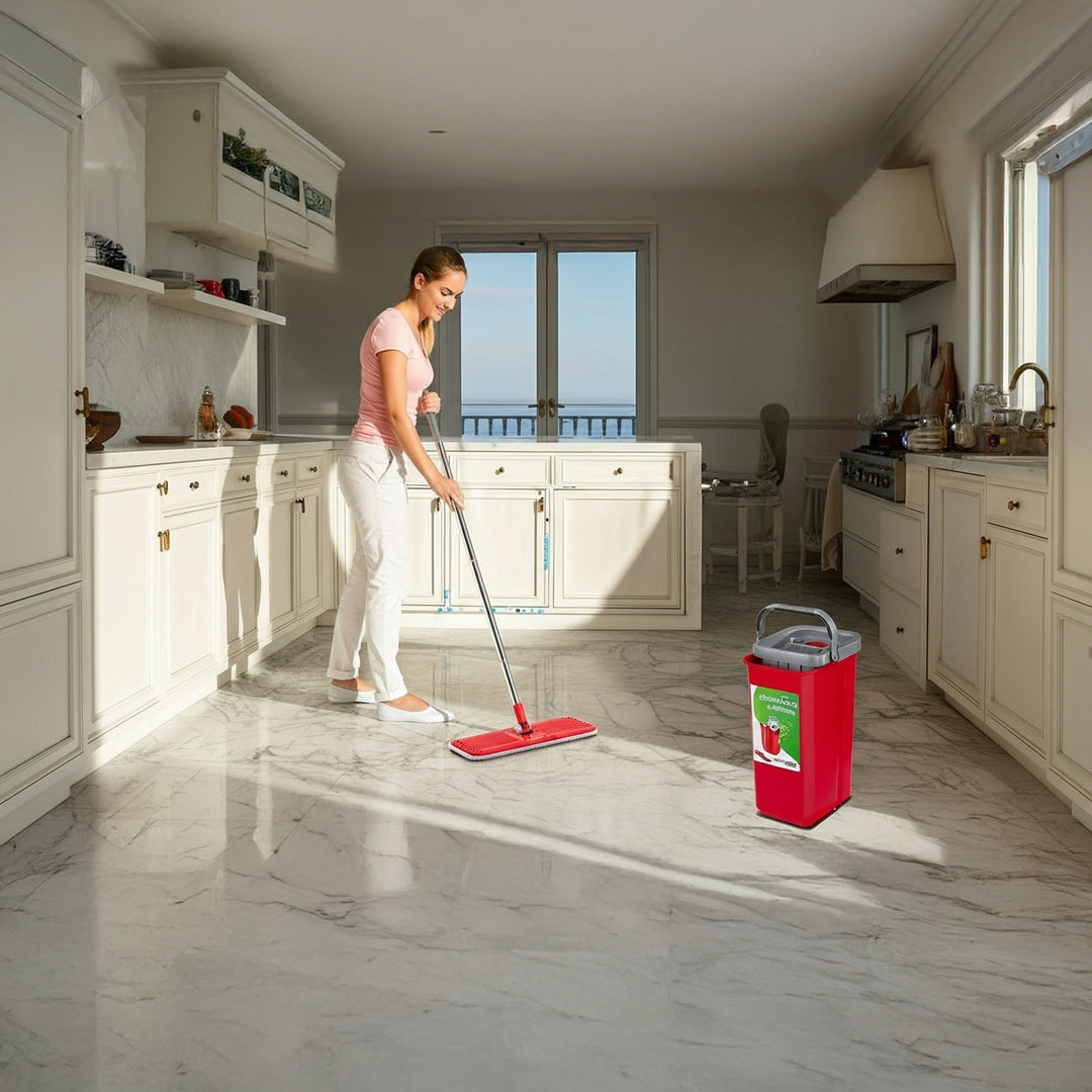 GreenBlue lapos mop vödörrel és csavaróval, két mikroszálas HQ patron, 5,7 l kapacitás, MaxiClean GB870