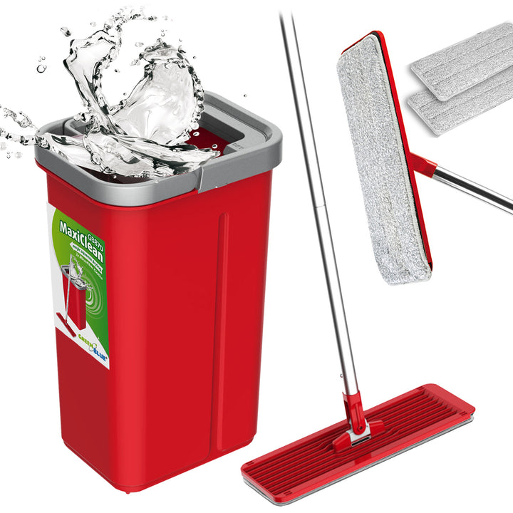GreenBlue lapos mop vödörrel és csavaróval, két mikroszálas HQ patron, 5,7 l kapacitás, MaxiClean GB870
