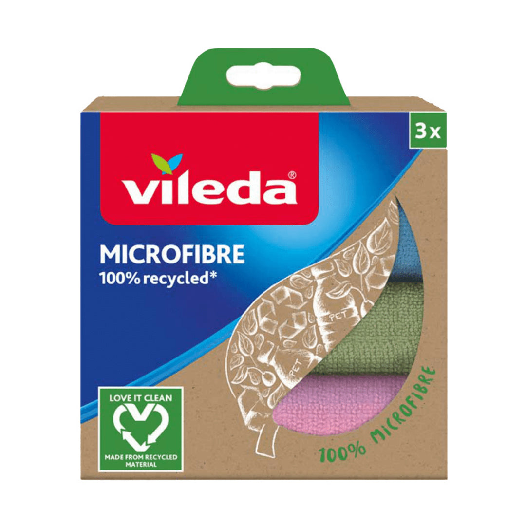 3 darabos Vileda mikroszálas 100%-ban újrahasznosított kendő készlet