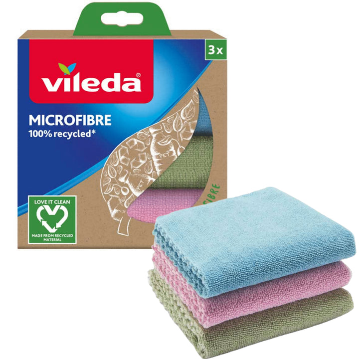 3 darabos Vileda mikroszálas 100%-ban újrahasznosított kendő készlet