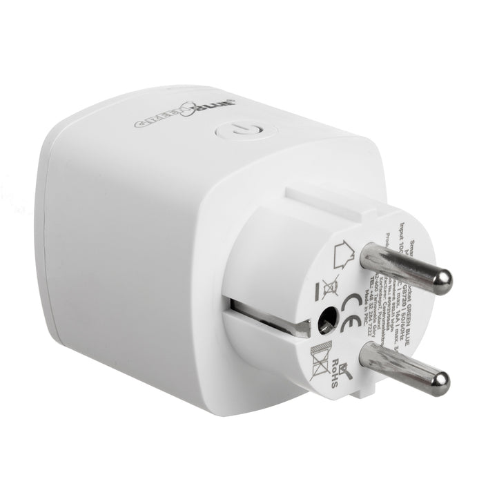GreenBlue WiFi távirányítású konnektor, Android/iOS/Alexa/Google Home, fogyasztás. Energia, időzítő, max. 3680W, F típus, GB720 F