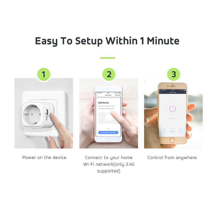 GreenBlue WiFi távirányítású konnektor, Android/iOS/Alexa/Google Home, fogyasztás. Energia, időzítő, max. 3680W, F típus, GB720 F