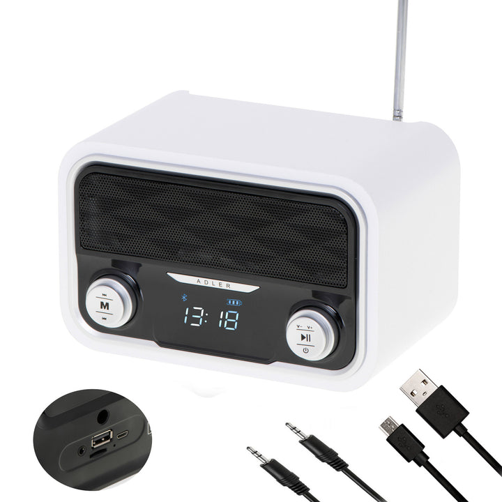 Rádió FM Bluetooth 1800 mAh SD USB MP3 AUX LCD Adler AD 1185